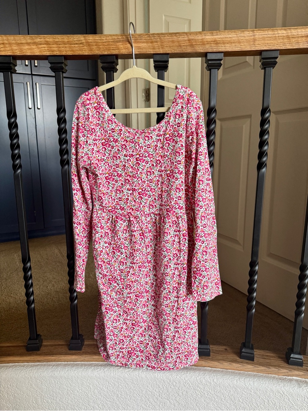 Carters Girls' Pink Floral Long-Sleeve Mini Dress